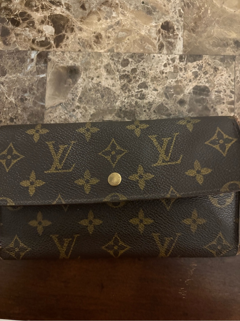 Louis Vuitton Monogram Canvas Brown and Gold Snap Wallet